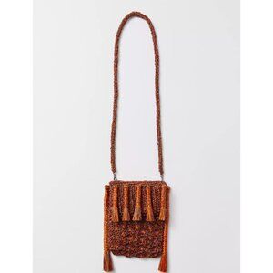 Catarina Mina Orange Straw Crossbody Bag